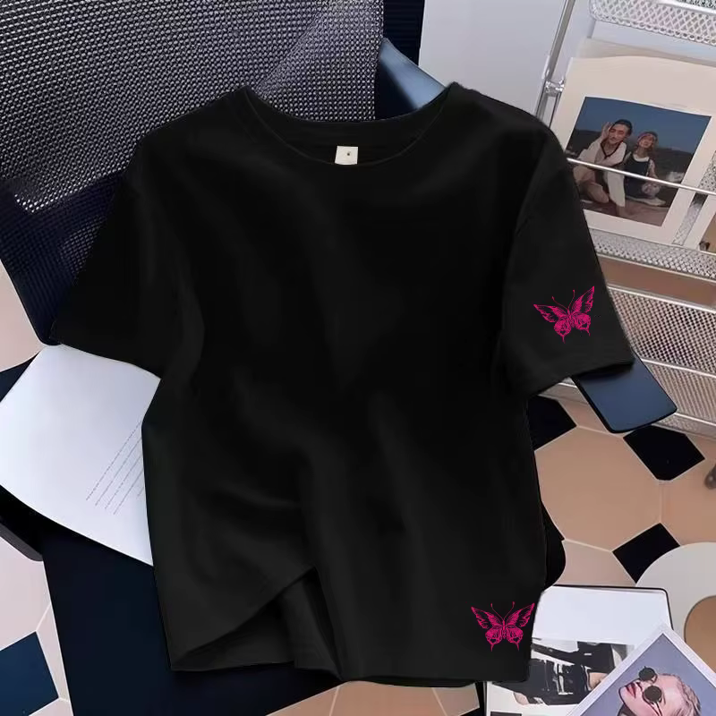 T-shirt pour femme de haute qualité 100% coton à manches courtes, haut décontracté d'été, mignon, do