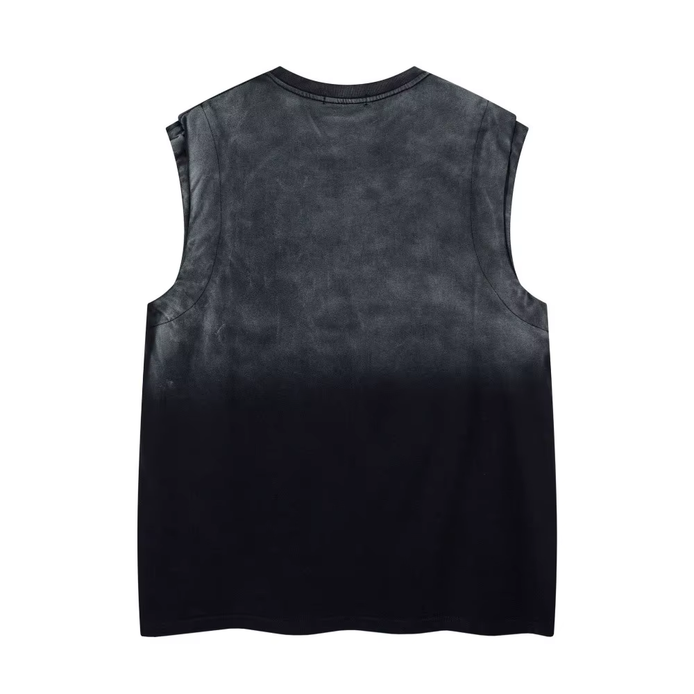 T-shirts d'été débardeurs hommes faux deux rue américaine rétro marque à la mode lourd lavé pur coto