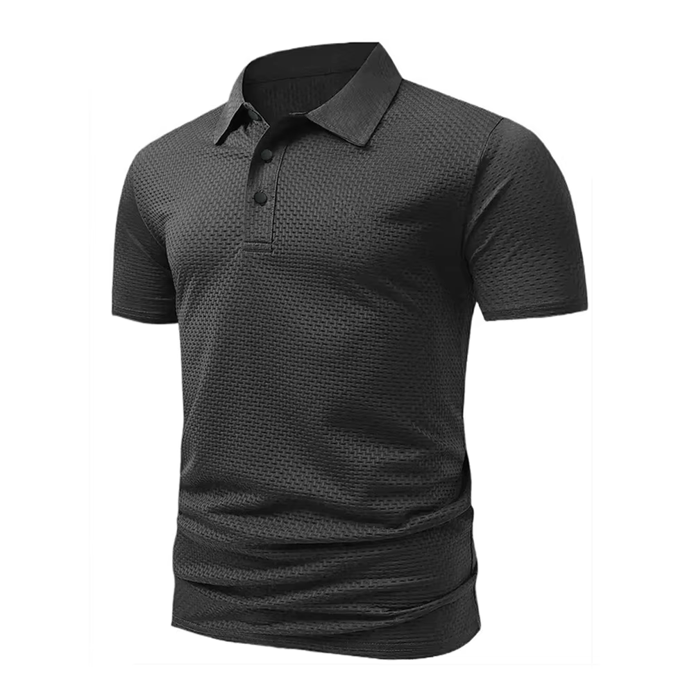 Polo Jacquard Homme – T-shirt d'été respirant, léger et rafraîchissant à manches courtes – Haut déco