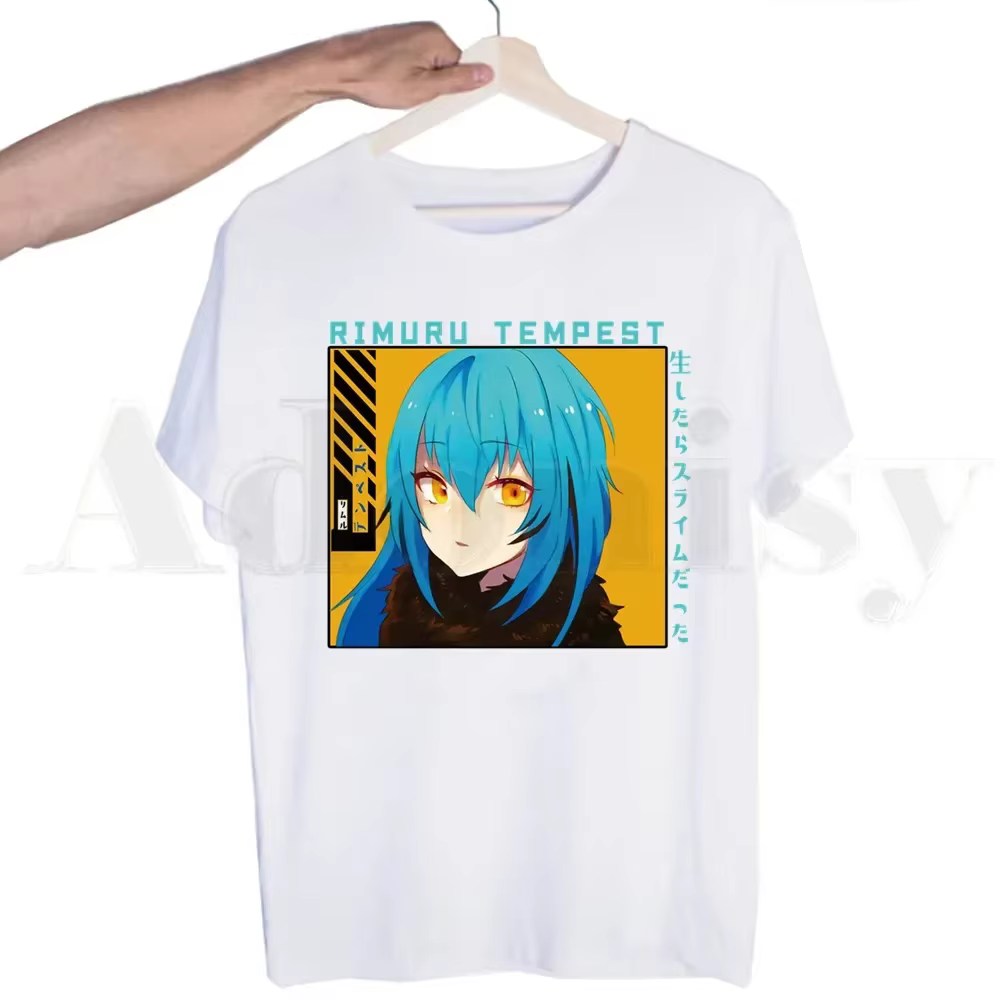 Rimuru-T-shirt à manches courtes pour homme et femme, estival et blanc, avec inscription "Tempest Th