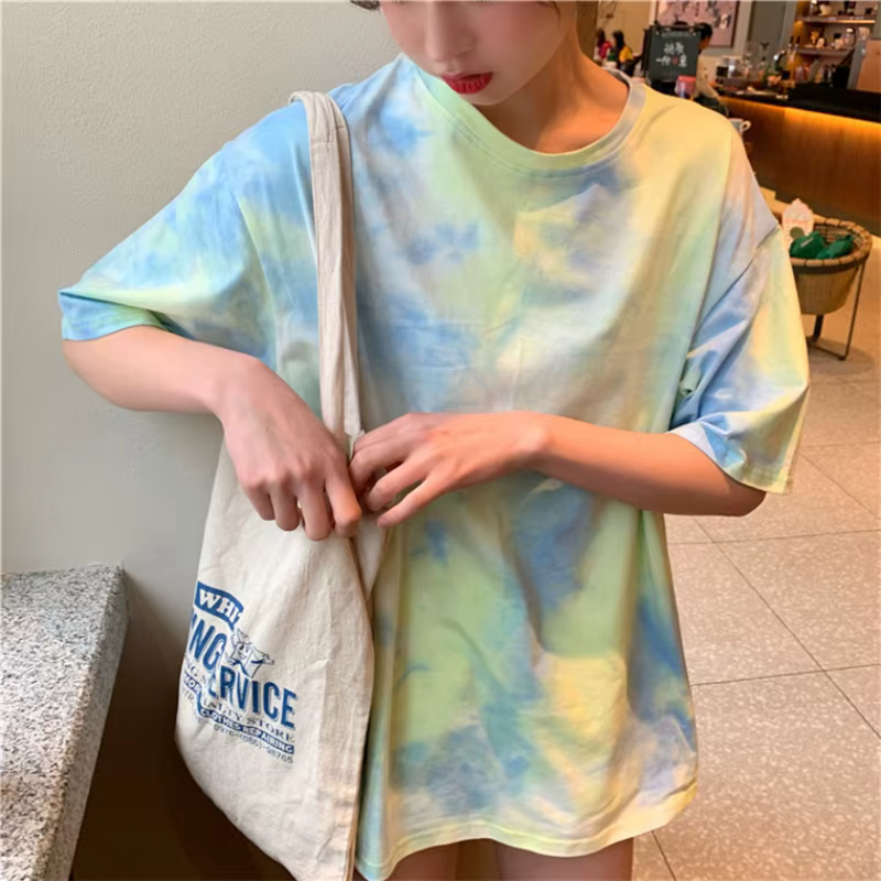 T-shirt à manches courtes en coton coloré pour femmes, Économie High Streetwear, Économie décontract