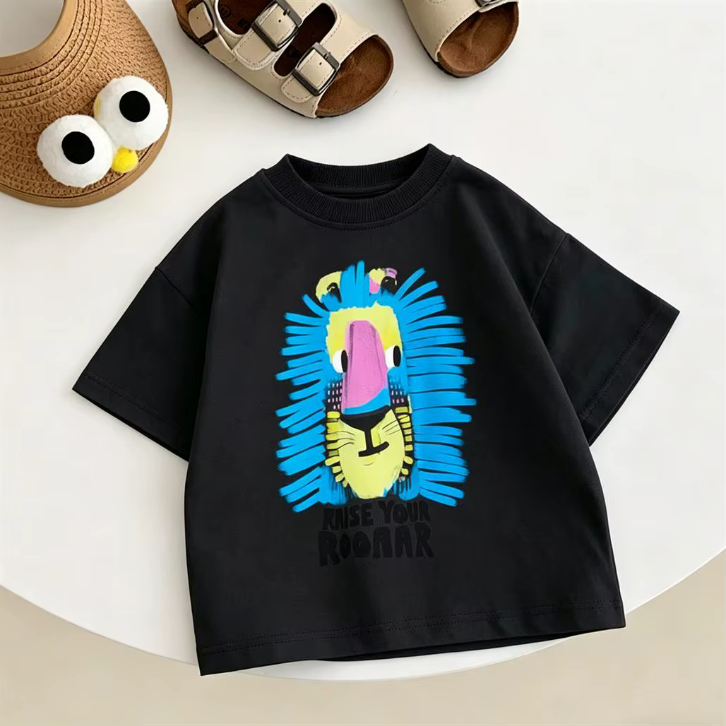 Vêtements d'été, hauts imprimés de dessins animés, 1 à 7 ans, t-shirt à col rond pour enfant, vêteme