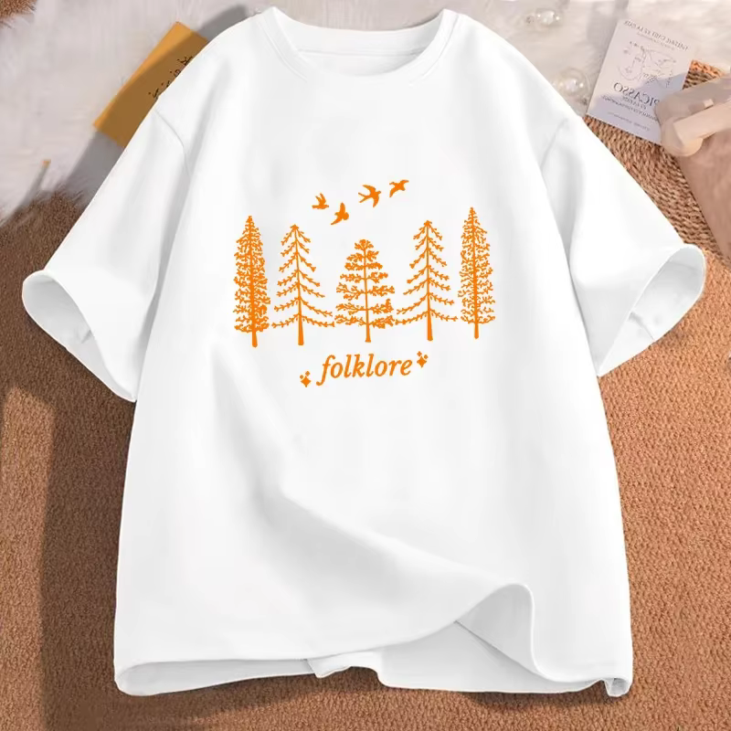 T-shirt manches courtes femme, vintage, en coton