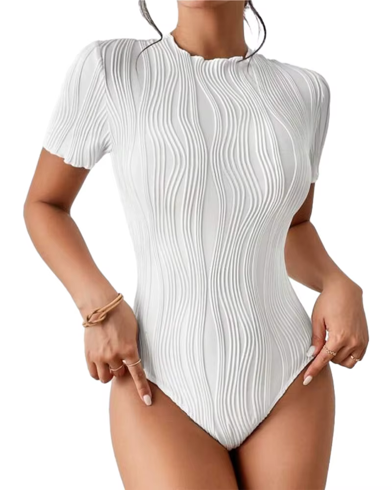 Nouveau Body à Manches Courtes Femme Vêtements d'Été Moulant Une Pièce Hauts Blanc Noir Y2K Streetwe
