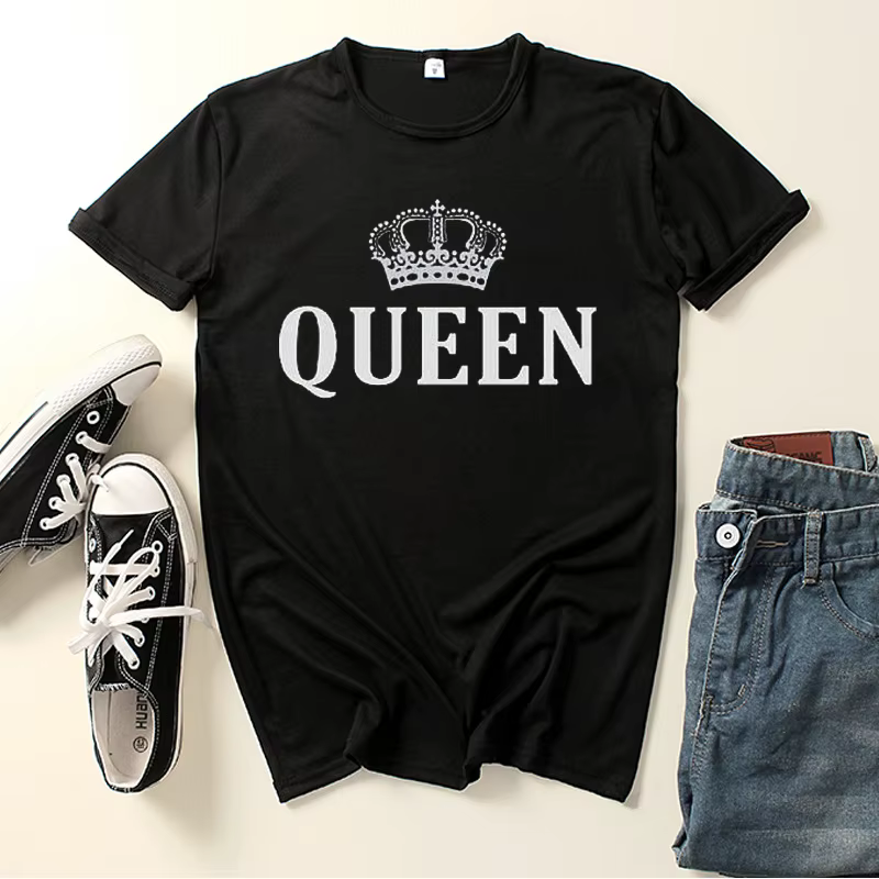 T-shirt à Manches Courtes et Col Rond pour Homme et Femme, Vêtement à la Mode, dériv, Reine, Couronn