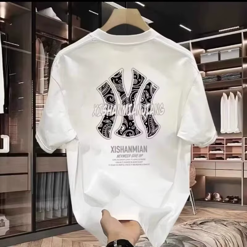 Nouveau T-shirt imprimé pour homme à manches courtes, tendance streetwear, col rond en coton, pour l
