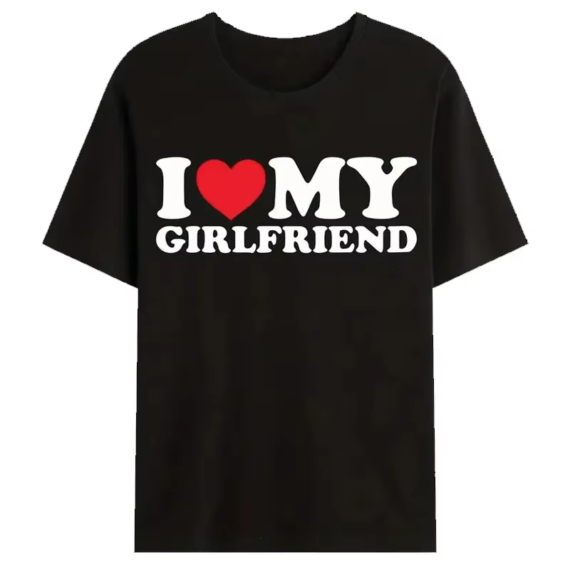J'aime ma petite amie imprimer t-shirt t-shirts pour hommes décontracté ample Jogging à manches cour