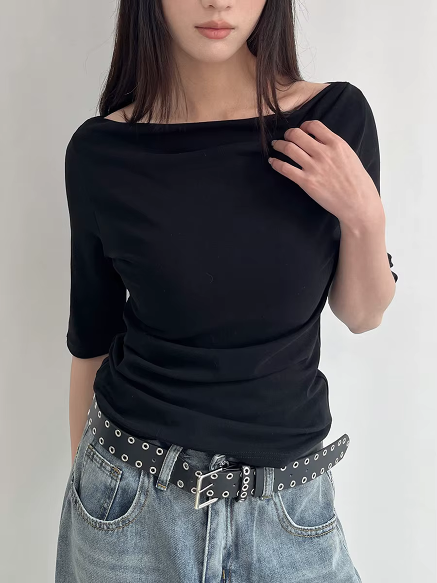 T-shirts à manches courtes bleu électrique pour femmes, style streetwear décontracté d'été, crop top