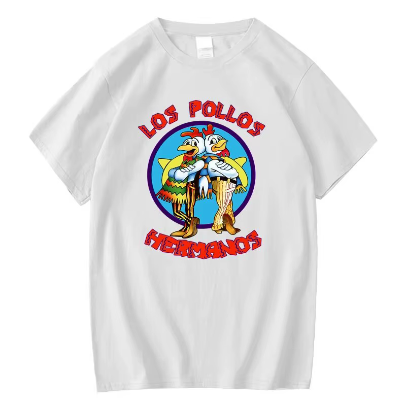Été à manches courtes hommes de haute qualité T-shirt 100% coton Breaking Bad LOS POLLOS imprimer dé