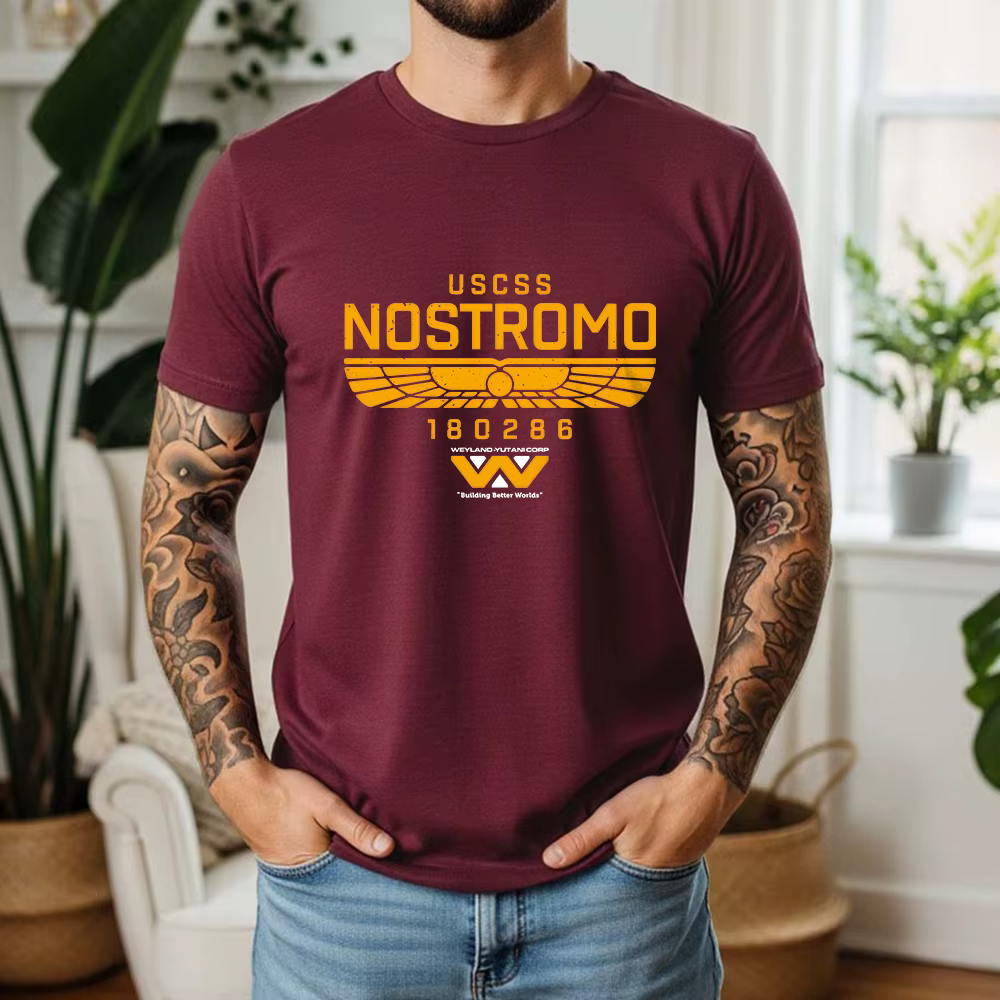 T-shirt Oversize Graphique USCSS Nostromo 100% Coton Été 2026 – Thème Rétro Alien Sci-Fi Nostromo à 