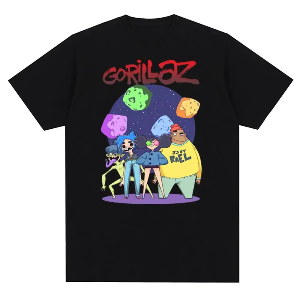 Groupe de musique Gorillazs Punk Rock imprimé t-shirt années 90 décontracté mode manches courtes gra