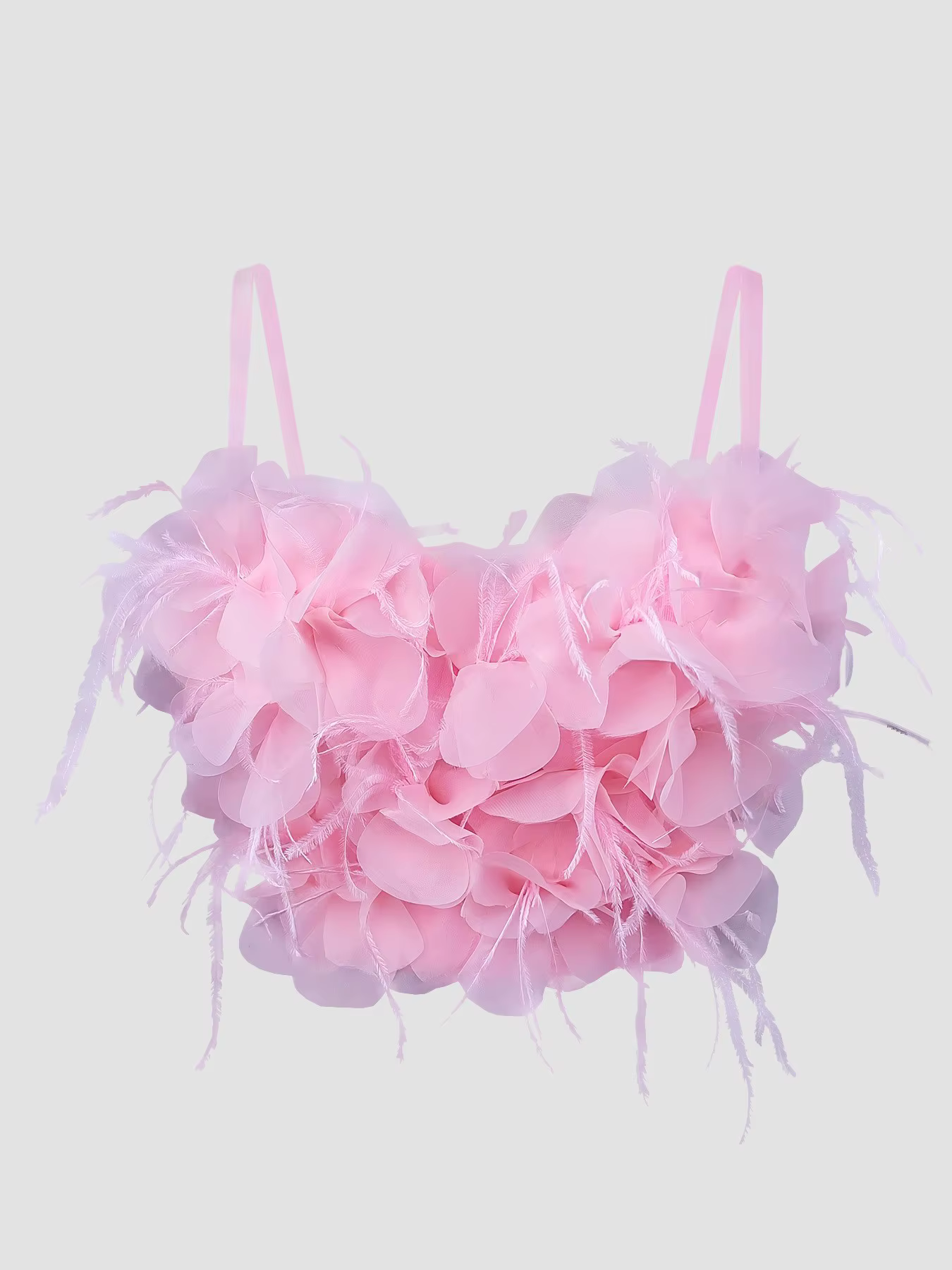 Débardeur sexy et élégant à fines bretelles, style tube top, avec plumes, brodé, coupe ajustée, desi