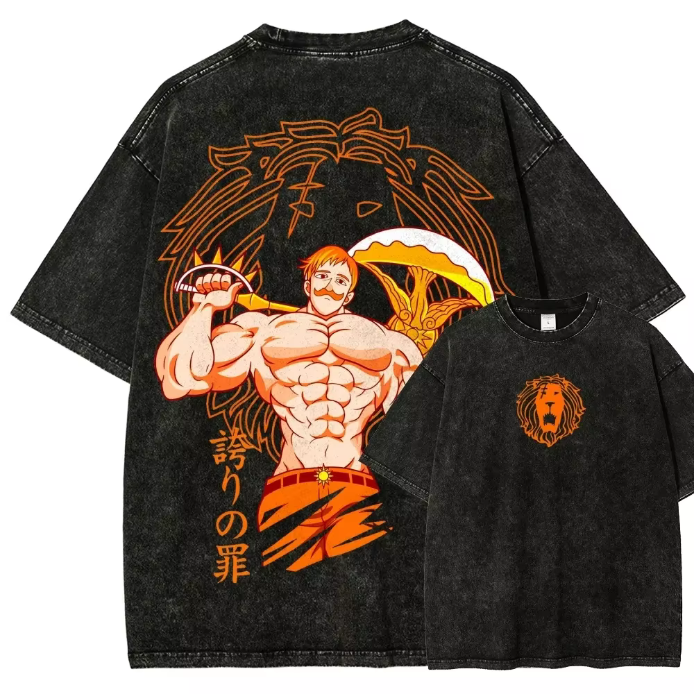 T-shirt imprimé graphique Escanor des sept péchés capitaux, style anime japonais, pour hommes et fem