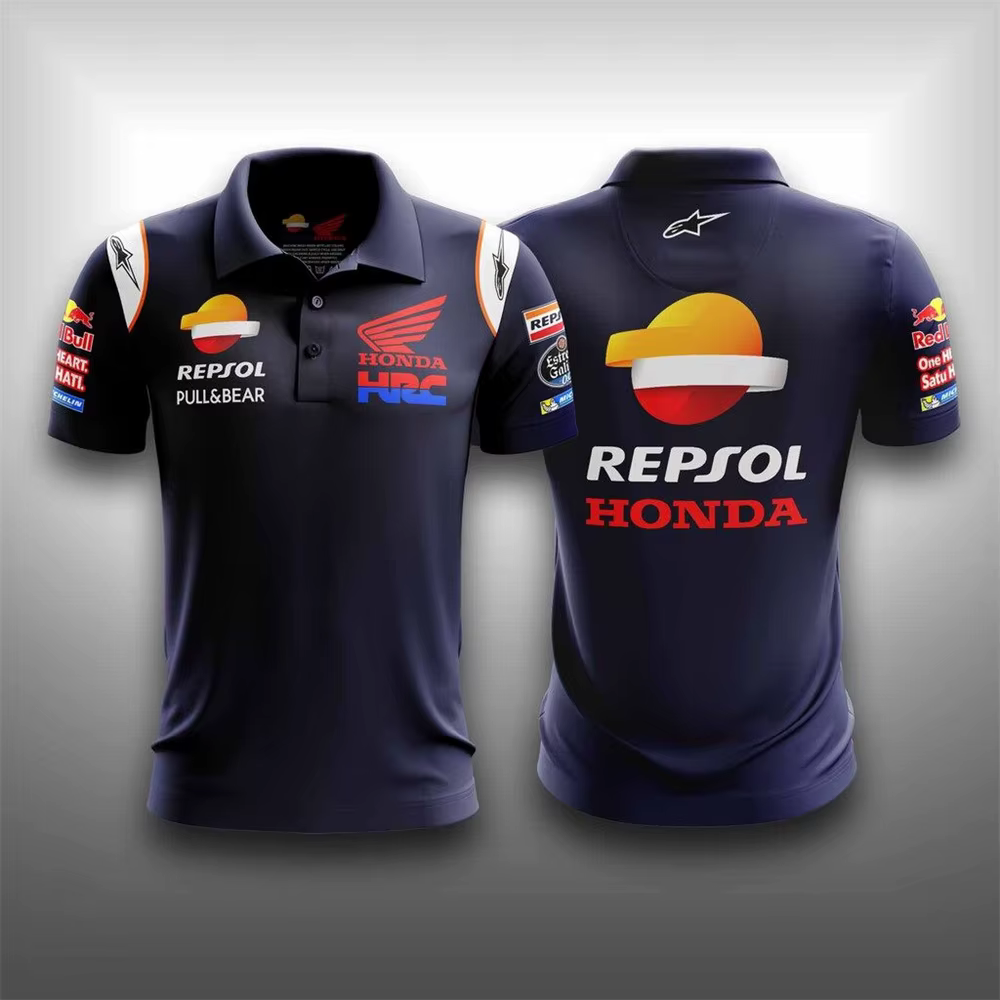 Honda Repsol MotoGP Polo de moto imprimé en 3D pour hommes T-shirt à manches courtes respirant à séc