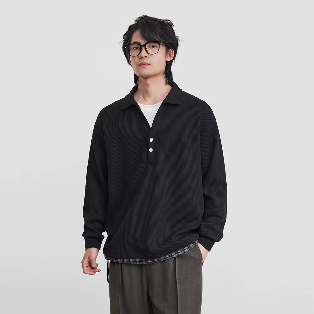 T-shirt Polo Homme Tendance à Col Revers Effet Deux Pièces, Nouvelle Collection Printemps 2026, Coup