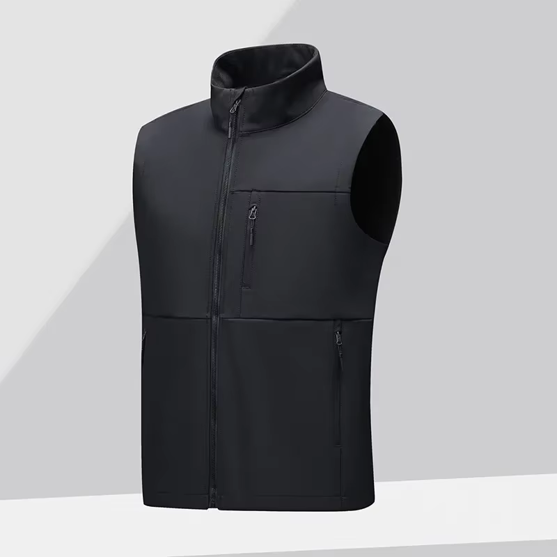 Gilet à coque souple pour hommes, polaire d'extérieur de qualité, chaud et imperméable, col montant,
