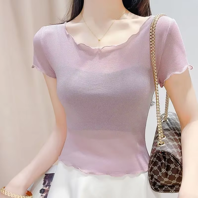 T-shirt manches courtes femme dentelle haut femme Style coréen Emo critiques vêtements Y2k liquidati