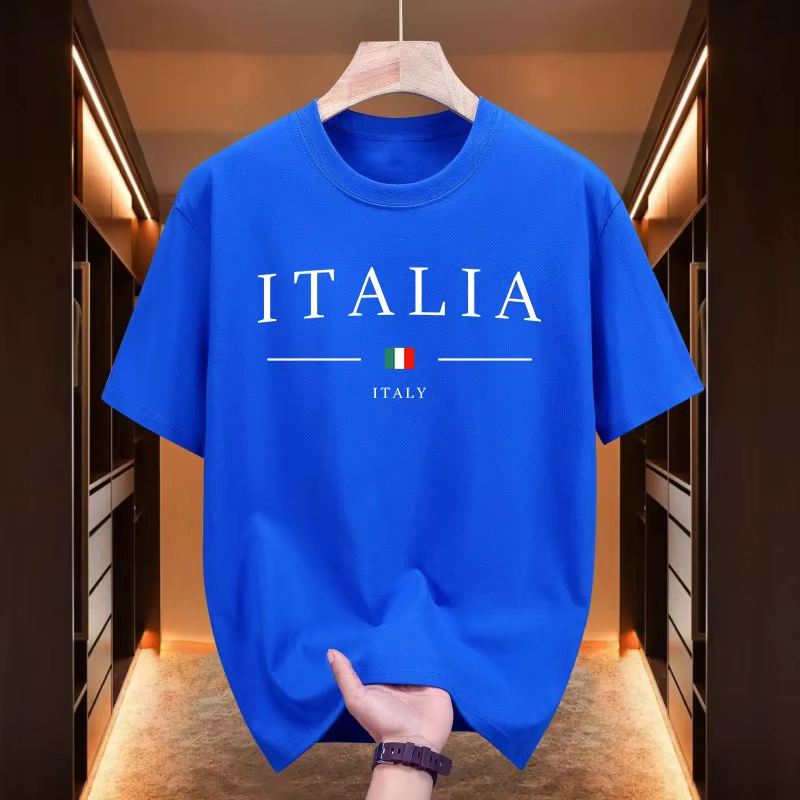 Italie mode T-shirts pour hommes de haute qualité 100% coton col rond manches courtes été quotidien 
