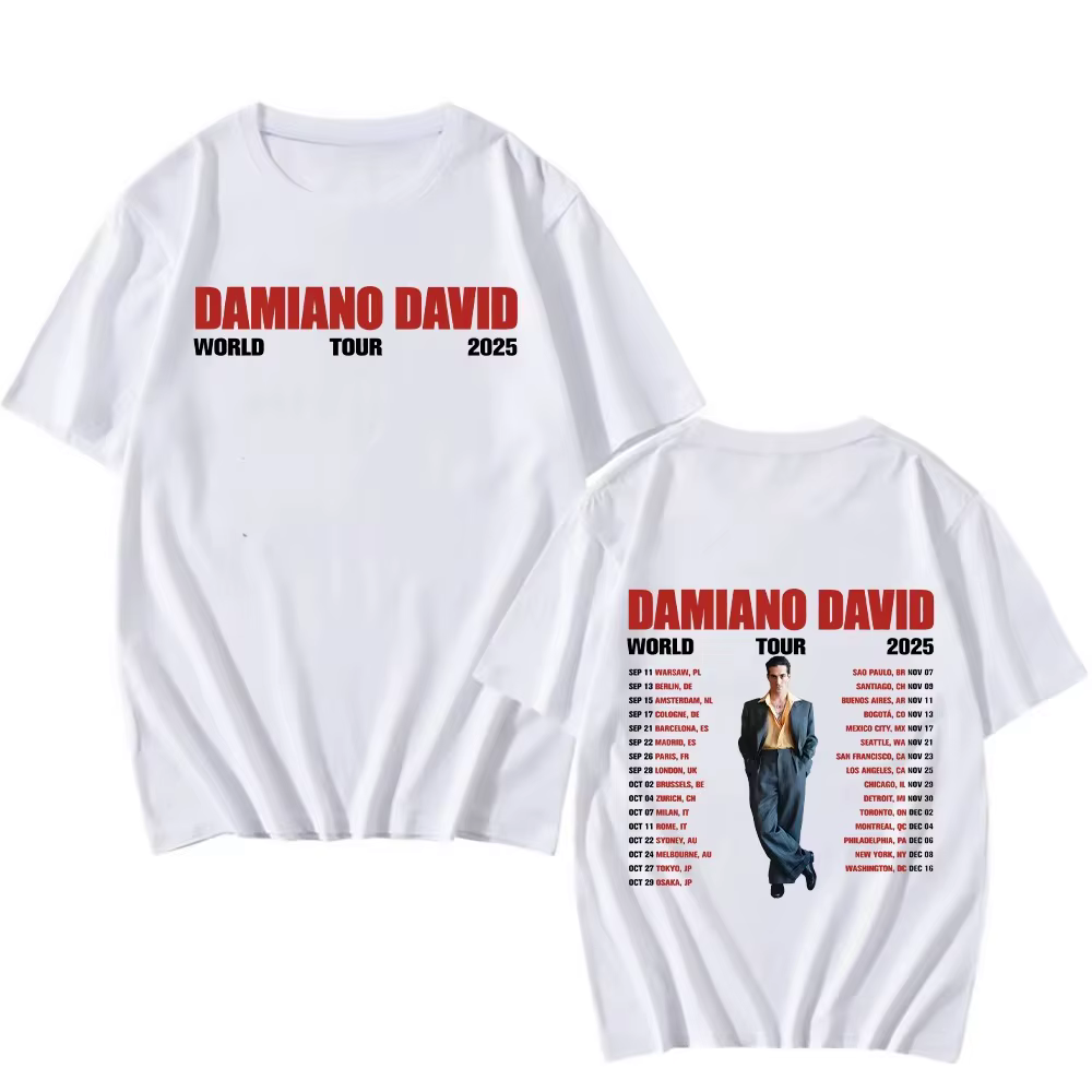 Damiano David t-shirts Damiano David World Tour 2025 t-shirt nouveau Design femmes hommes t-shirts h