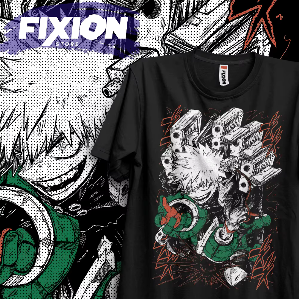 Bokuno Hero – Bakugo Anime t-shirt Manga cadeau pour amateur d'anime toutes tailles coton