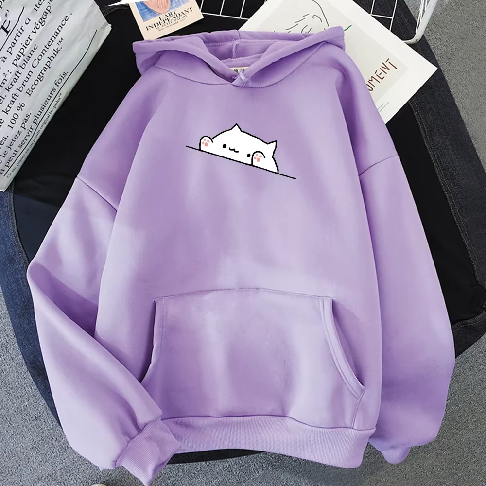 Sweat à capuche pour hommes, pull ample, décontracté, imprimé de chat de dessin animé, mode, Style c