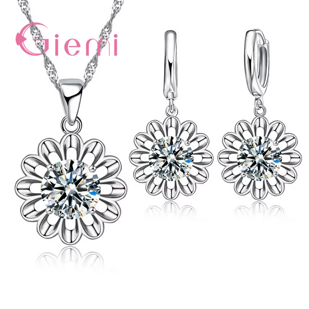 Ensemble de bijoux de mariage tendance pour femmes, en argent Sterling 925, pendentif en cristal, co