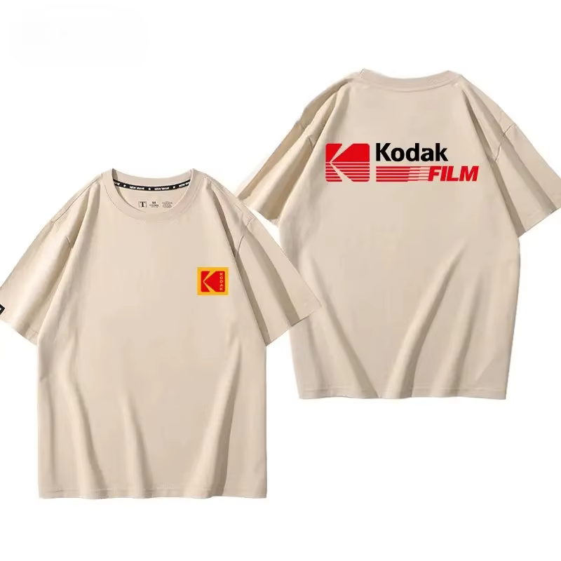 T-shirt vintage imprimé pour homme Kodak été 2026, 100% coton, sportif, décontracté, ample et confor