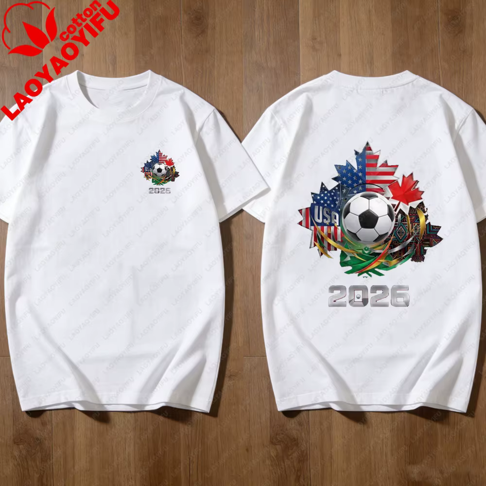 T-shirt de football Amérique du Nord 2026 pour hommes et femmes – Drapeau USA, Canada, Mexique, feui