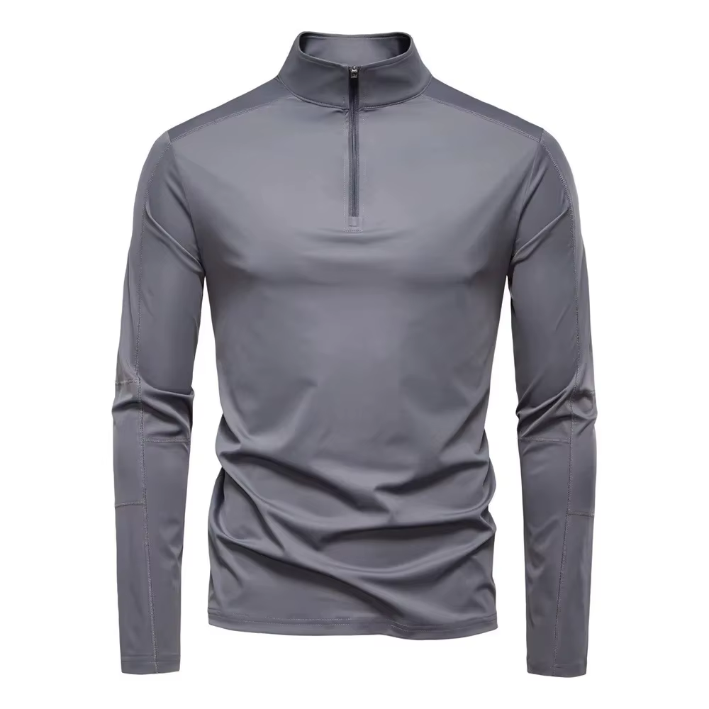 T-Shirt à manches longues pour hommes, chemise à Base de fermeture éclair, Protection UV, Protection