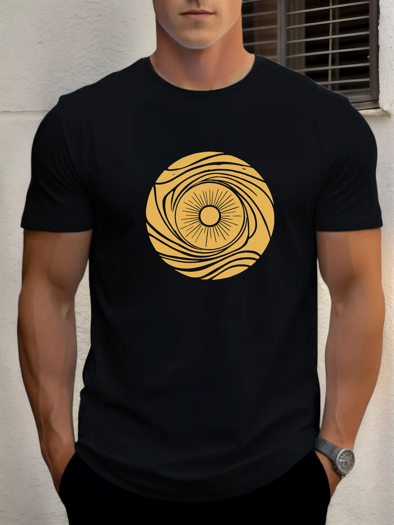 T-shirt pour hommes sun vortex 100 % coton impression graphique été t-shirt col rond décontracté res