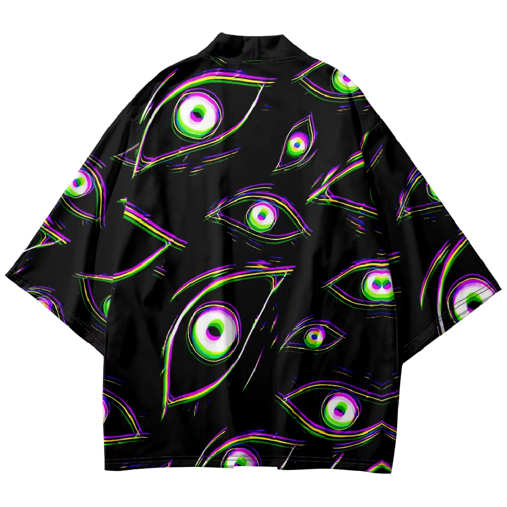 Nouvelle tendance mode hommes décontracté Kimono démon oeil impression hommes traditionnel Kimono qu