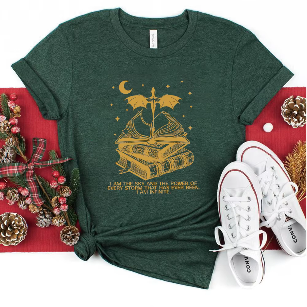 T-shirt Vintage Basgiath War imprimés, I Am The Sky, Fourth Wing Tee, Dragon Rider, Y Bookish, The U