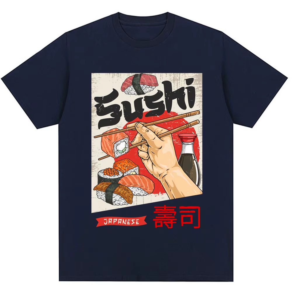 T-shirts graphiques amusants sur le thème du sushi japonais pour hommes et femmes, mode Harajuku, t-