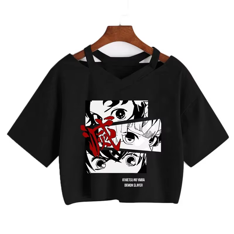 Démon Slayer T-shirt Nezuko T-shirt femmes Kimetsu No Yaiba haut court t-shirts japonais Anime Tanji