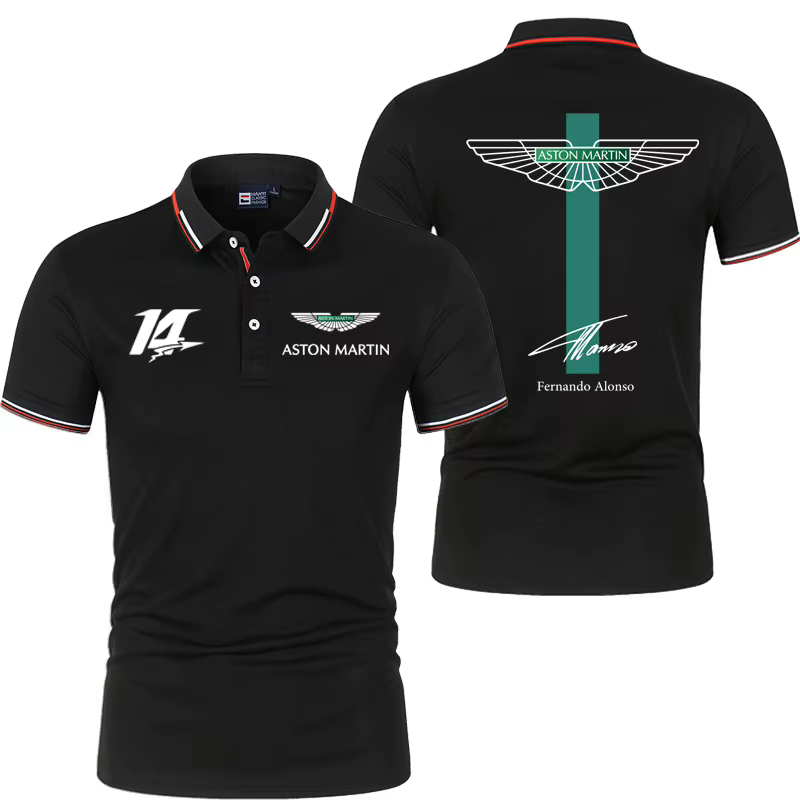 Polo de sport d'été pour hommes de l'équipe Aston Martin Racing Fernando Alonso, polo de mode pour h