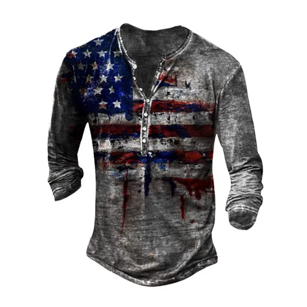 T-Shirt américain à manches courtes pour hommes, Punk Street Wear, rétro, boutons, col en v, Goth, m