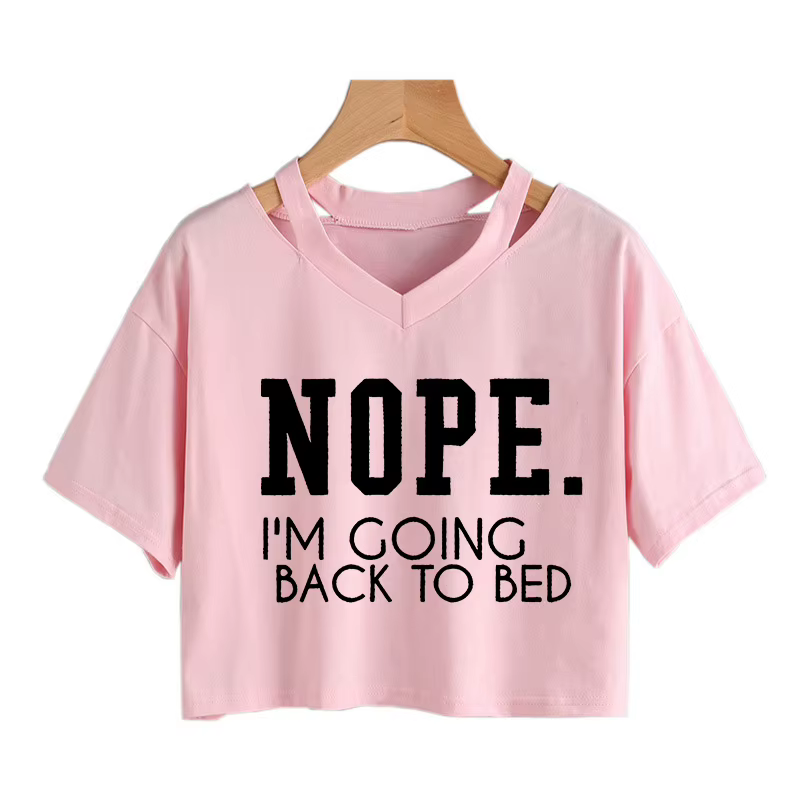 T-shirt vintage sexy pour femmes, imprimé drôle « NOPE Not Today », t-shirt court à imprimé graphiqu