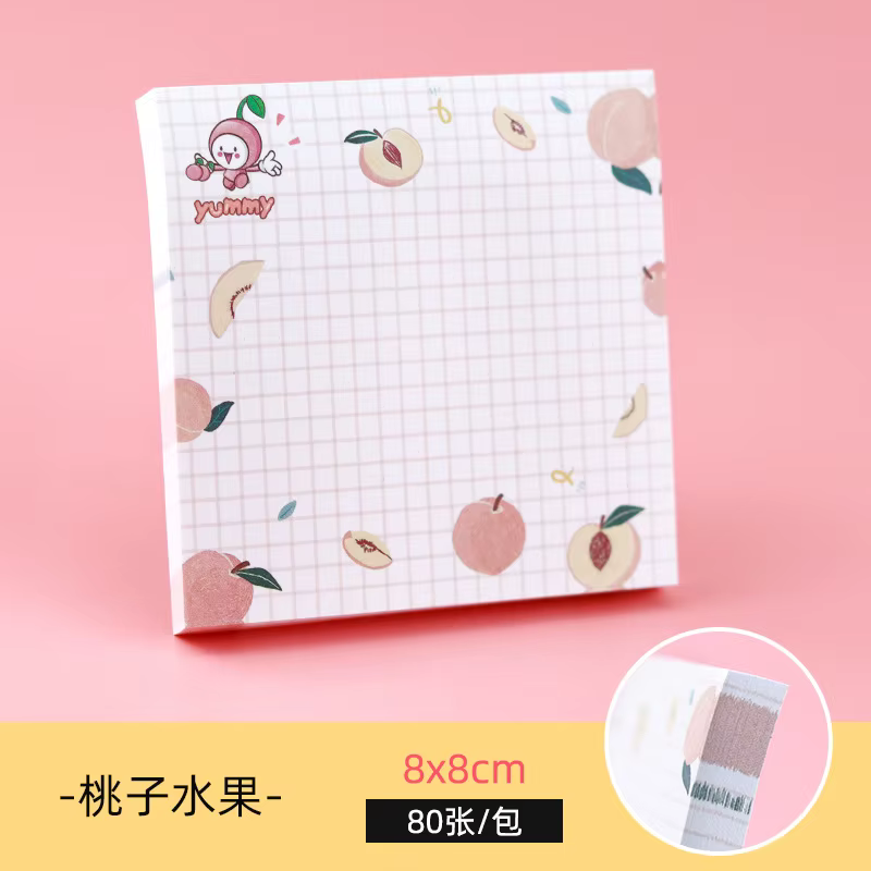 Bloc-notes créatif de 80 feuilles avec motifs de fruits de dessins animés pour étudiants, mémo et no