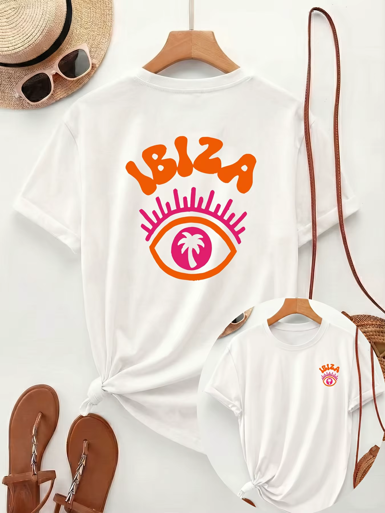 T-shirt Ibiza Evil Eye pour femme, motif palmier rétro, tee-shirt graphique, vacances d'été à la pla