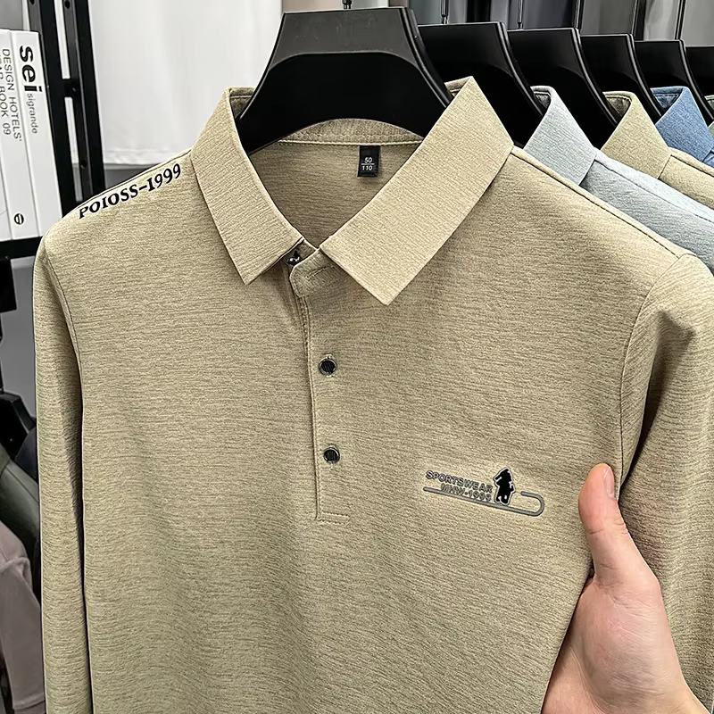 Polo à manches longues pour homme, décontracté, brodé, col rabattu, confortable, respirant, pour usa