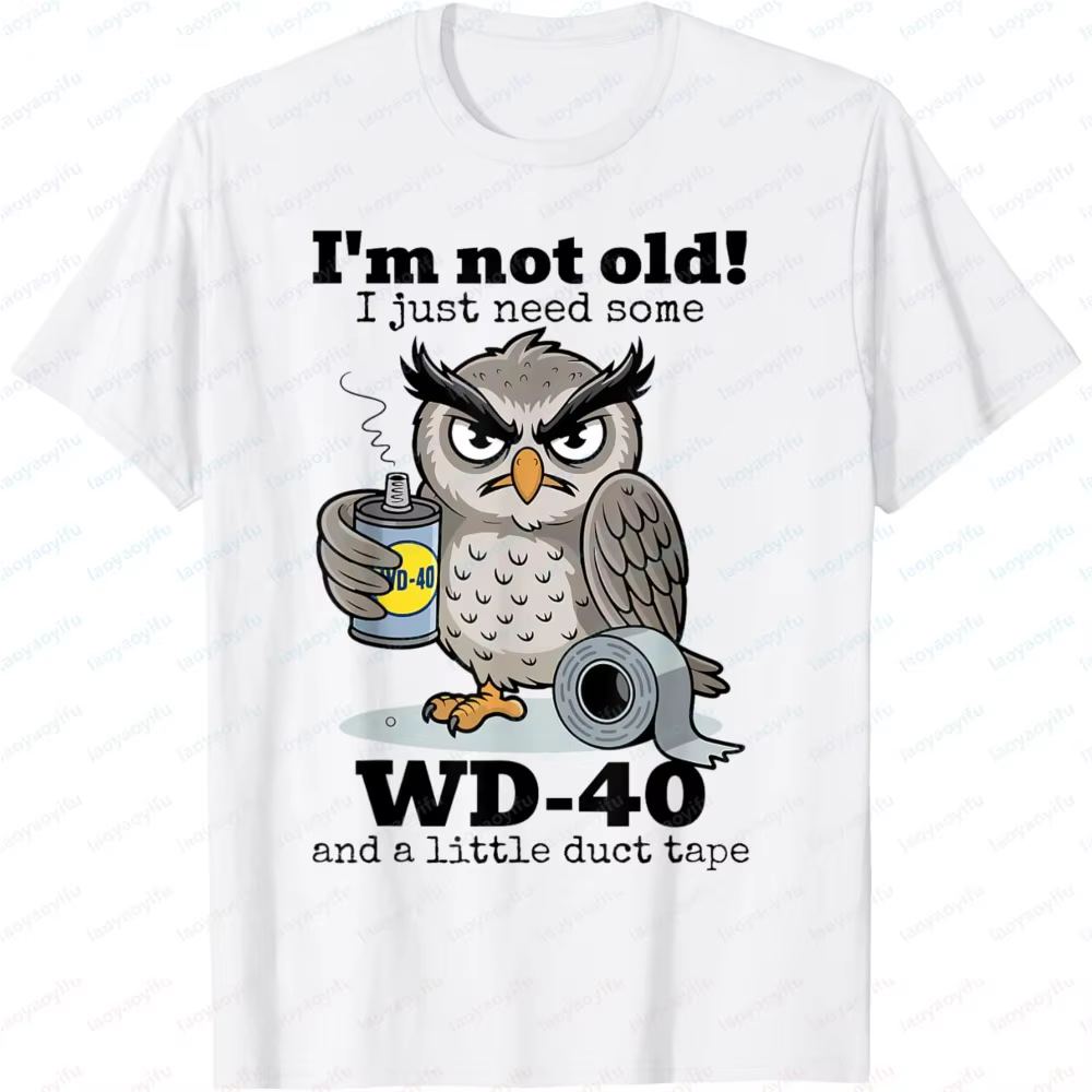 T-shirt graphique décontracté pour hommes, à la mode, à manches courtes, avec motif hibou, « Je ne s