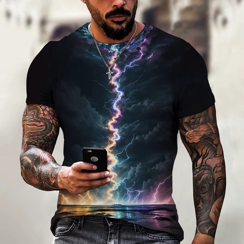 T-shirts de mode pour hommes ligne 3d imprimé vêtements pour hommes concepteur de rue à manches cour