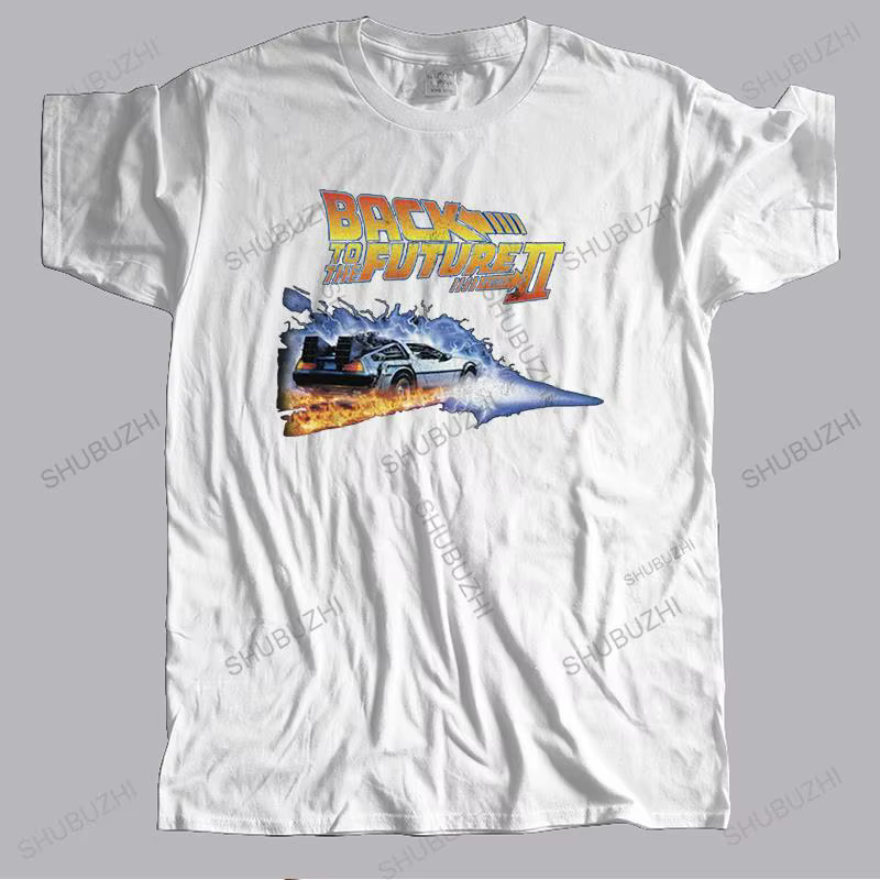 T-shirt manches courtes col rond, classique, en coton, avec impression de film de science-fiction
