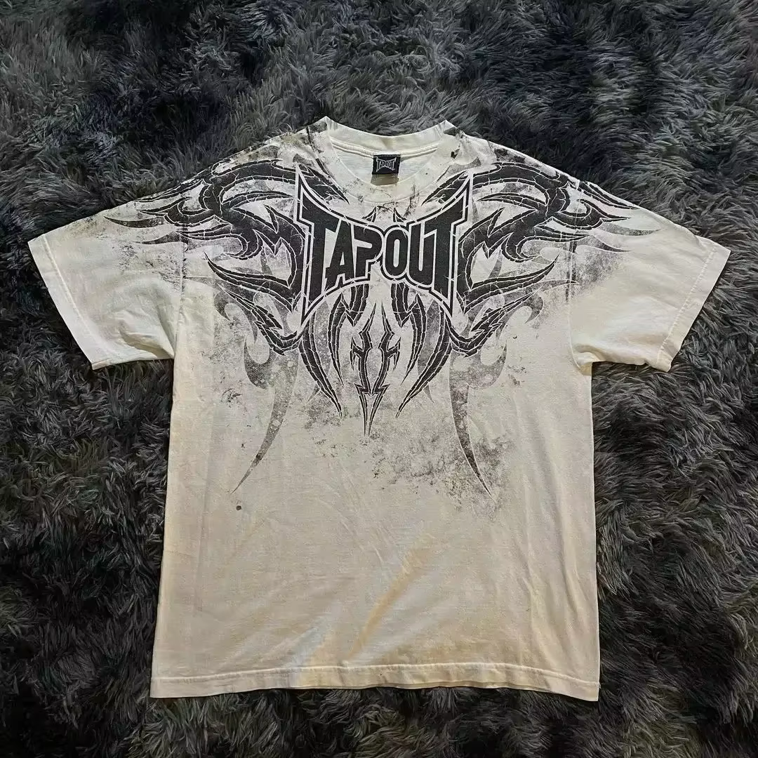 2000s Tapout Hip Hop Skull Graphic t shirts Men Streetwear Goth Tops Men Clothes Casual Gothic Overs