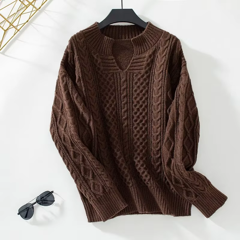 Pull col en V pour femme, nouvelle collection automne/hiver 2024, ample, confortable, décontracté, t