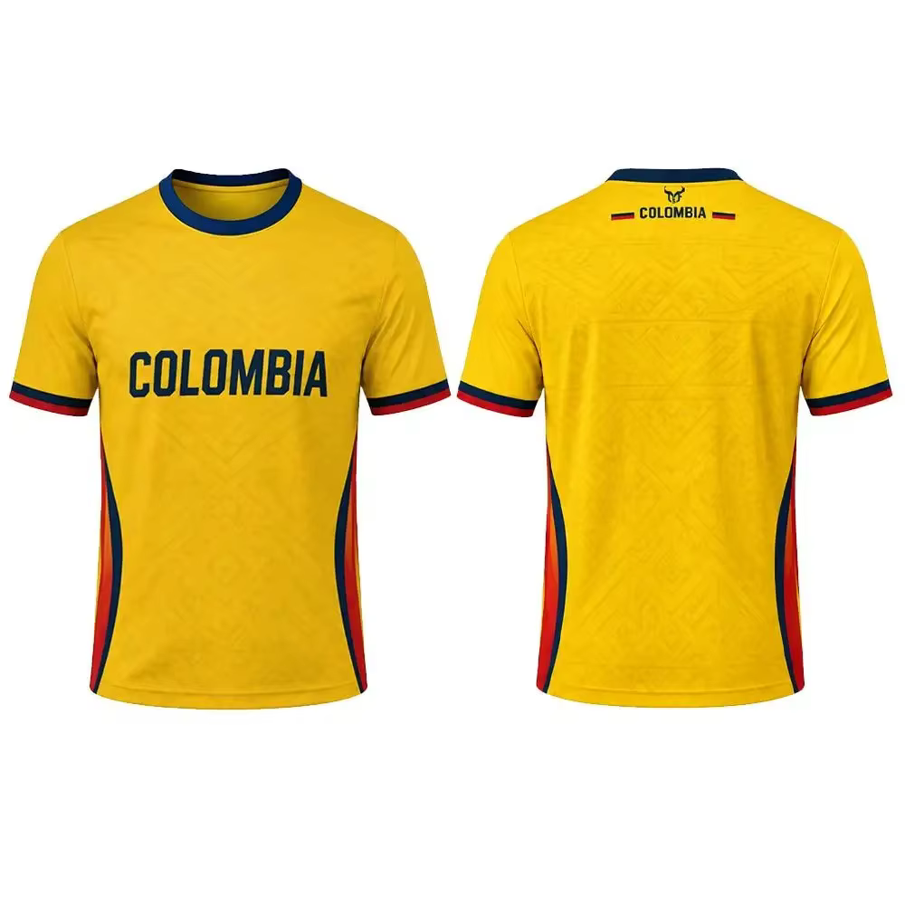 Maillot de football pour homme avec imprimé aux couleurs du drapeau colombien, respirant, pour l'ent