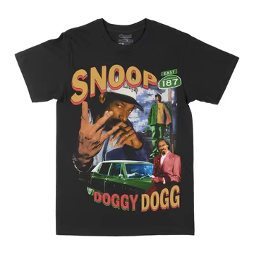 Snoop Dogg T-shirt en coton noir pour hommes, style rétro streetwear, décontracté, cool, hip hop