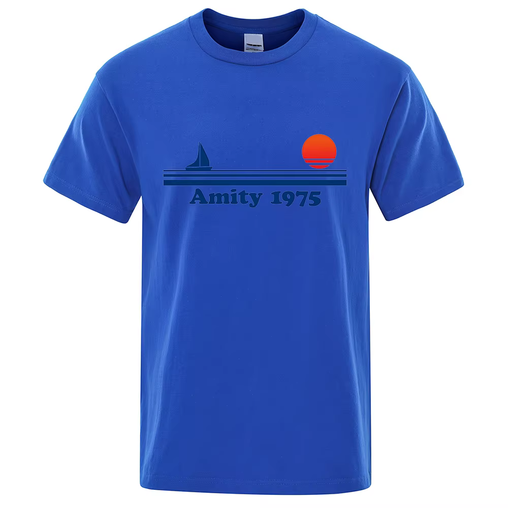 Amity 1975-Mâchoires rétro impression t-shirt hommes créativité Sweat vêtements mode t-shirt vêtemen