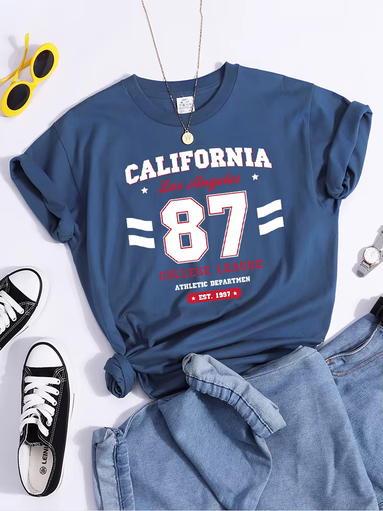 Los Angeles, californie Est.1997 rue lettre T-Shirt ample col rond T-Shirt Harajuku Hipster T-Shirts