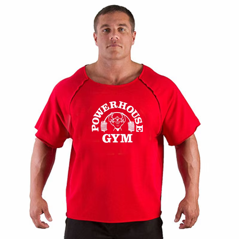 T-shirts pour hommes Fitness hommes chemise de musculation manches chauve-souris chemise de chiffon 